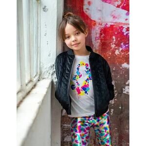 Appaman Girls Black Nikki Quilted Velour Bomber Jacket size 14